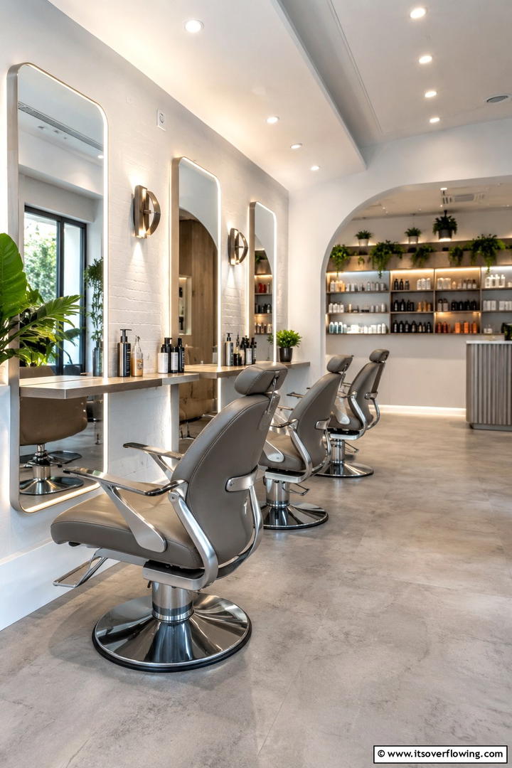 Chic Display Shelves - 30 Small Salon Interior Design Ideas for Compact Beauty Spaces