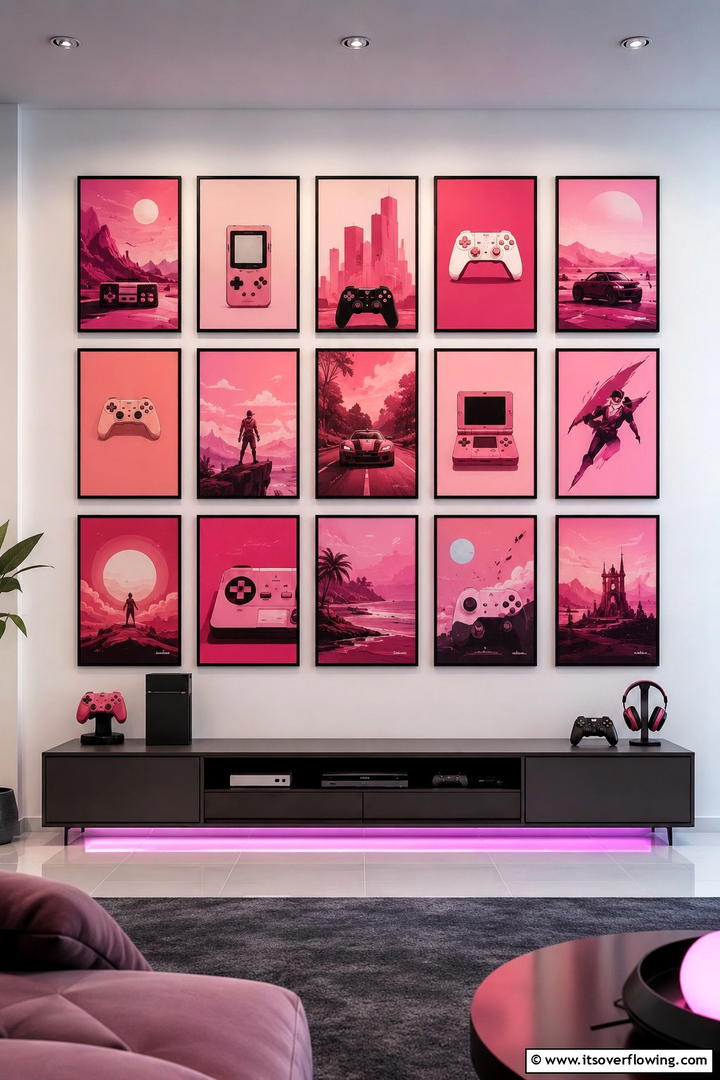 Chic Pink Poster Collection - 30 Pink Gaming Setup Ideas for a Vibrant Play Space