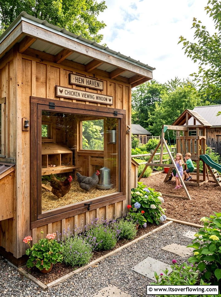 Chicken Coop Viewing Window - 25 creative garden ideas with chicken coop gardens