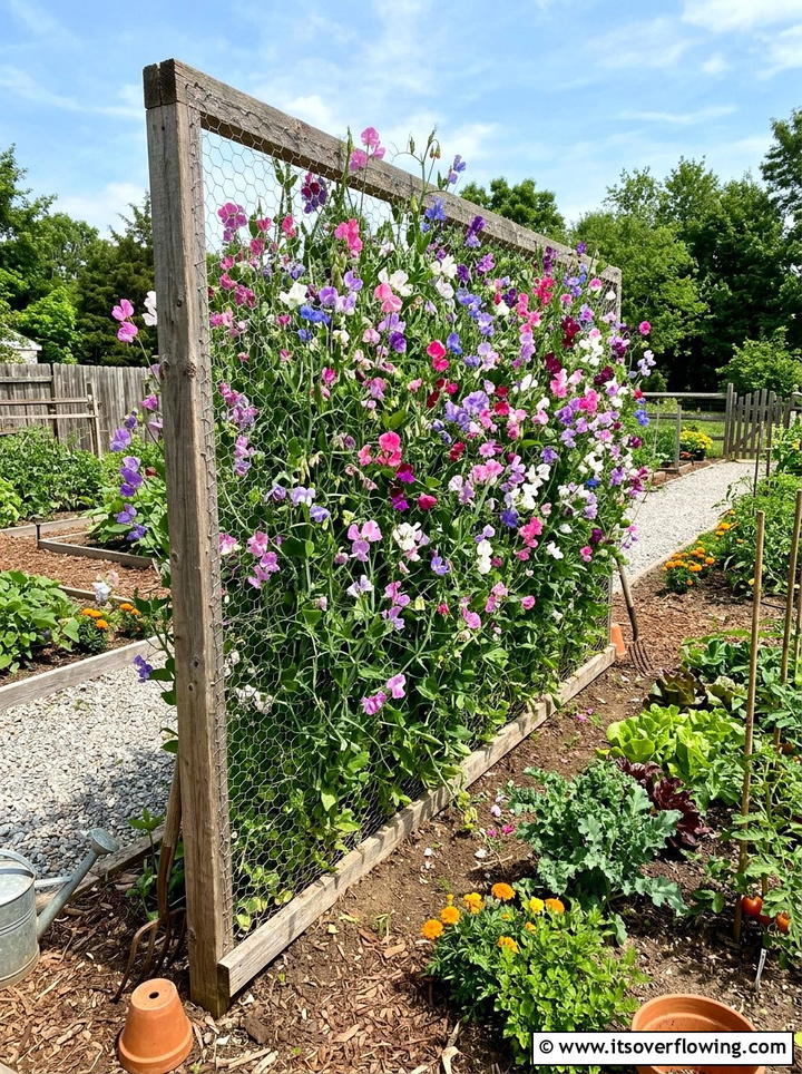 Chicken wire wall frame - 25 cheap garden ideas with homemade trellis