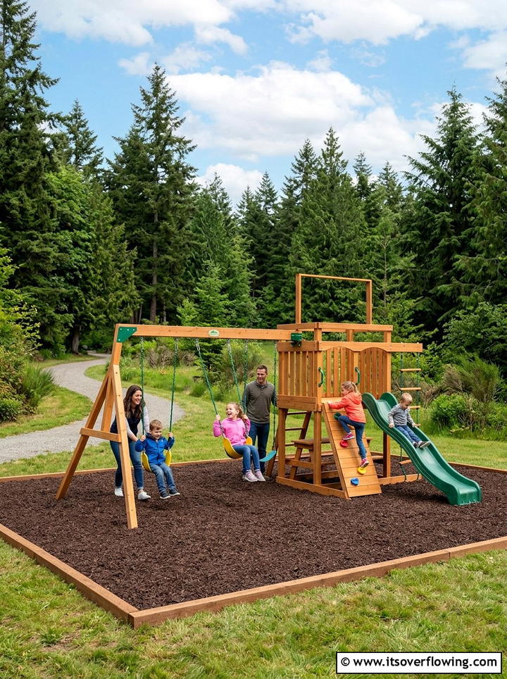 Childrens Cedar Swing Set - 25 backyard ideas with swings