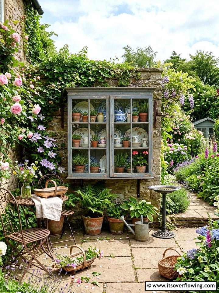 China Cabinet Outdoor Display - 25 recycled garden ideas with chipped dishes