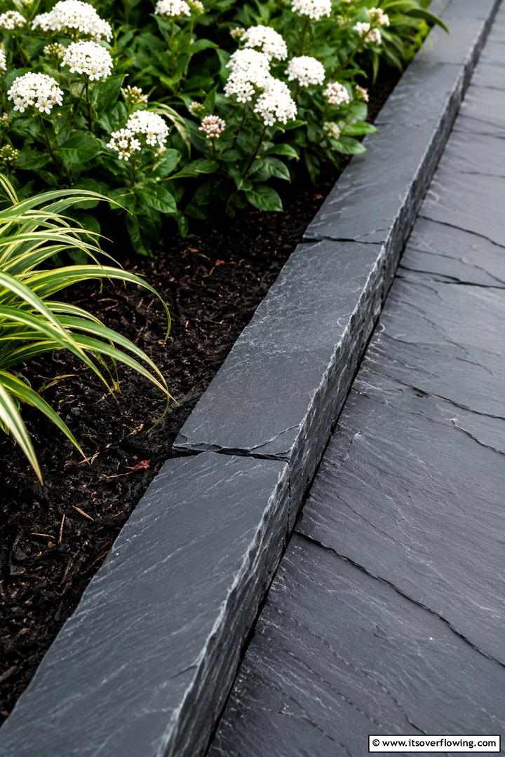Chiseled Slate Garden Edge - 30 Stone Garden Edging Ideas for Defined Outdoor Spaces
