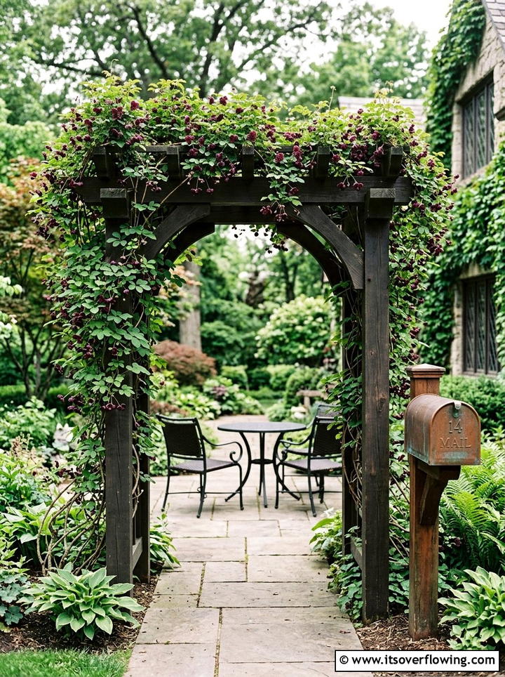 Chocolate Vine Arbor - 25 front porch ideas with trellis vines
