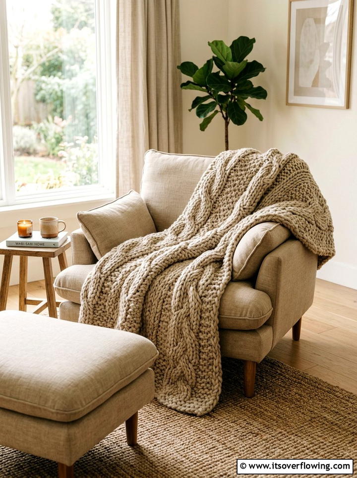 Chunky Knit Throw - 25 front porch decor ideas with throws