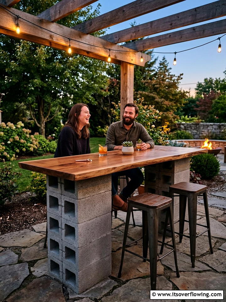 Cinder Block Bar Table - 25 garden ideas with cinder blocks
