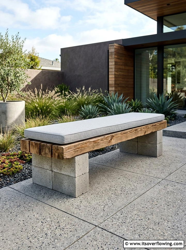 Cinder Block Bench - 25 backyard decorating ideas with recycled materials