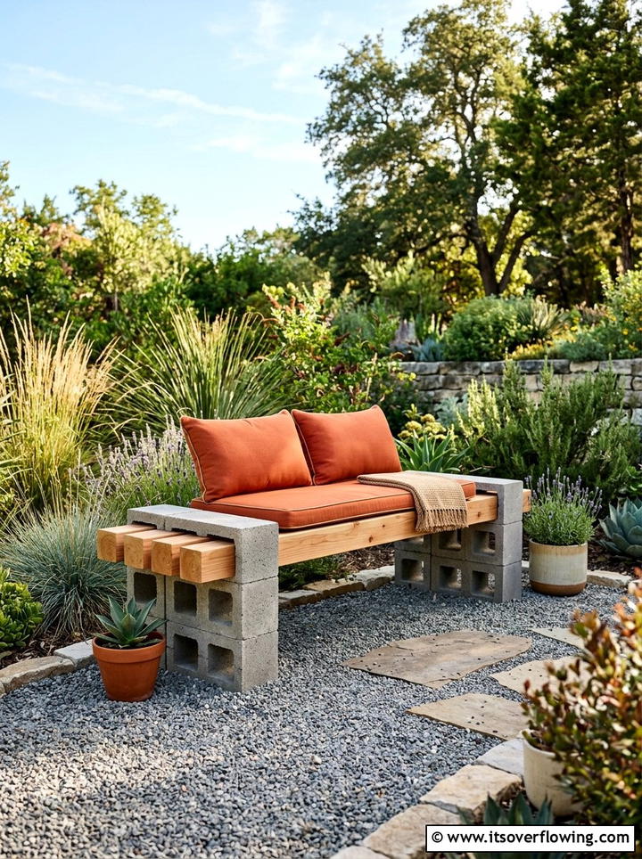 Cinder Block Bench - 25 creative garden ideas diy