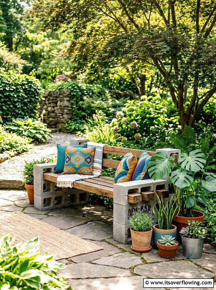 Cinder Block Bench - 25 garden ideas diy