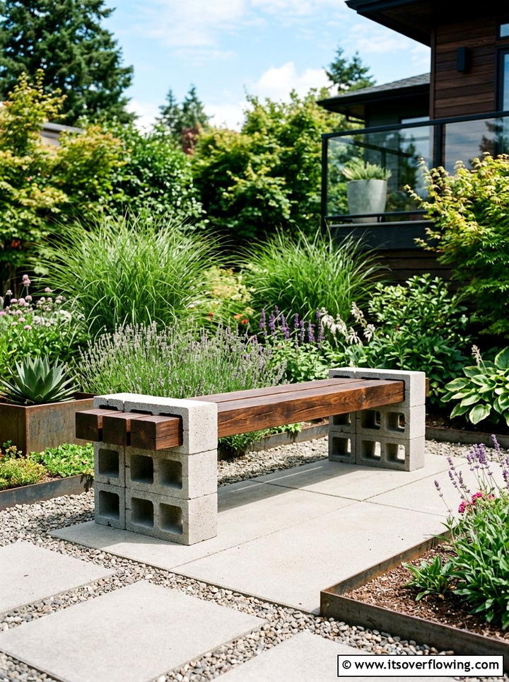 Cinder Block Bench - 25 upcycled garden ideas for patios