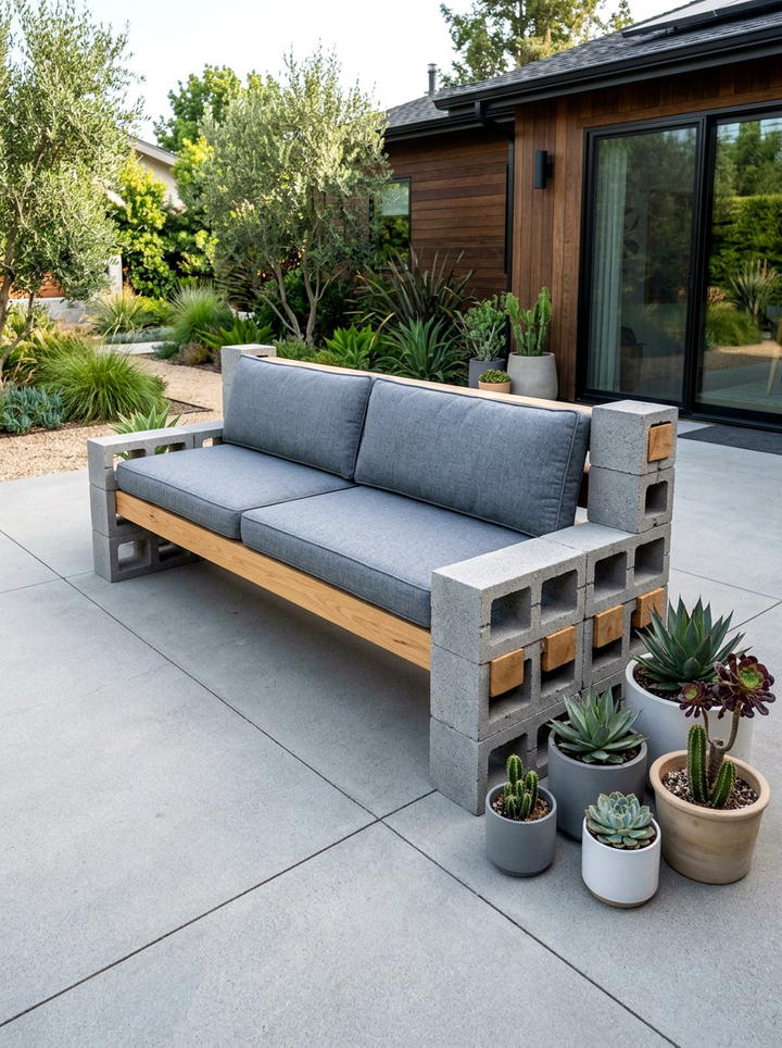 Cinder Block Bench - 25 backyard decorating ideas diy