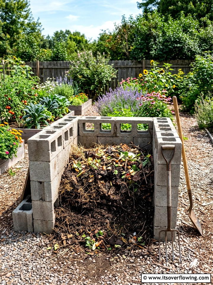 Cinder Block Compost Bin - 25 upcycled garden ideas with cinder blocks