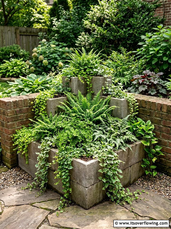 Cinder Block Corner Planter - 25 garden ideas with cinder blocks
