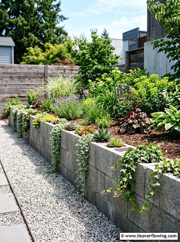Cinder Block Garden Border - 25 upcycled garden ideas with garden edging