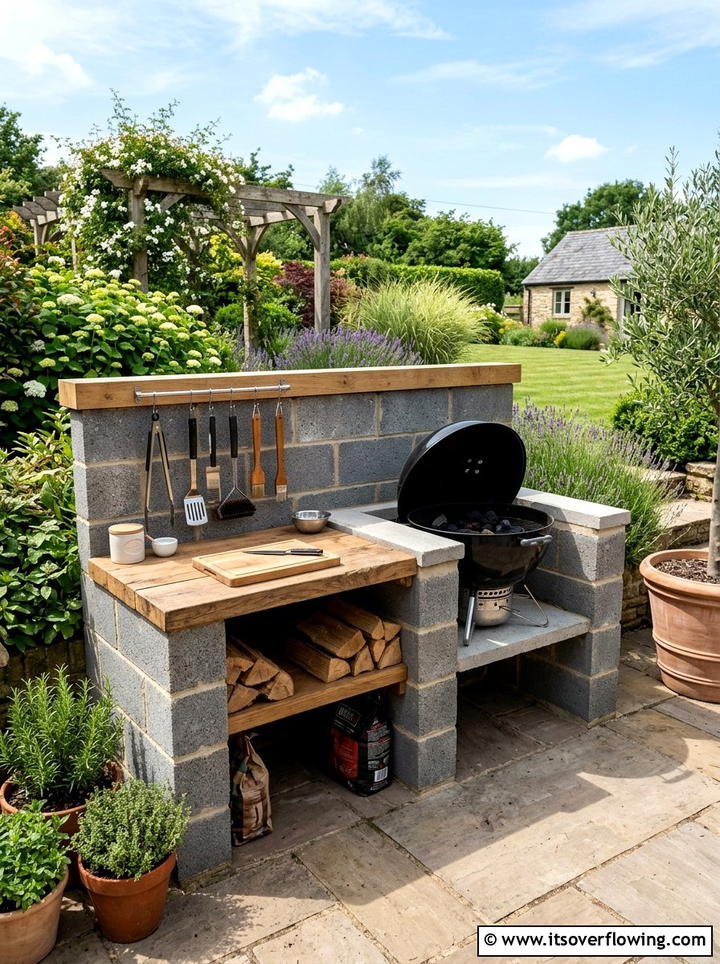 Cinder Block Grill Station - 25 garden ideas with cinder blocks