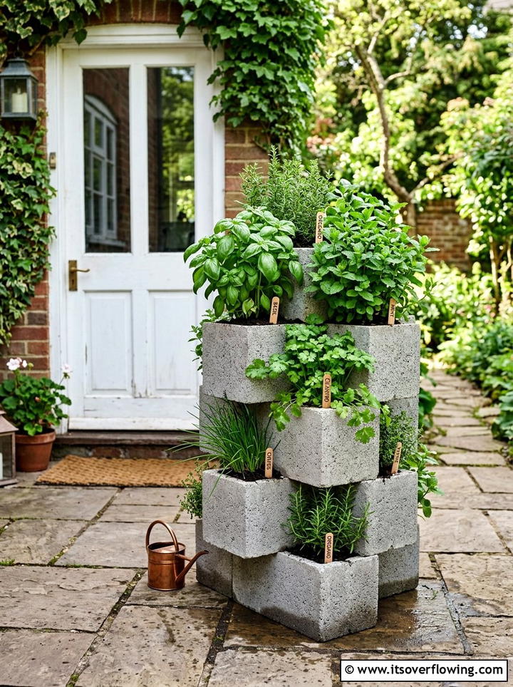 Cinder Block Herb Garden - 25 upcycled garden ideas with cinder blocks