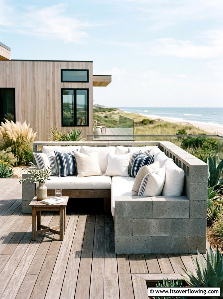 Cinder Block Outdoor Couch - 25 upcycled garden ideas with cinder blocks
