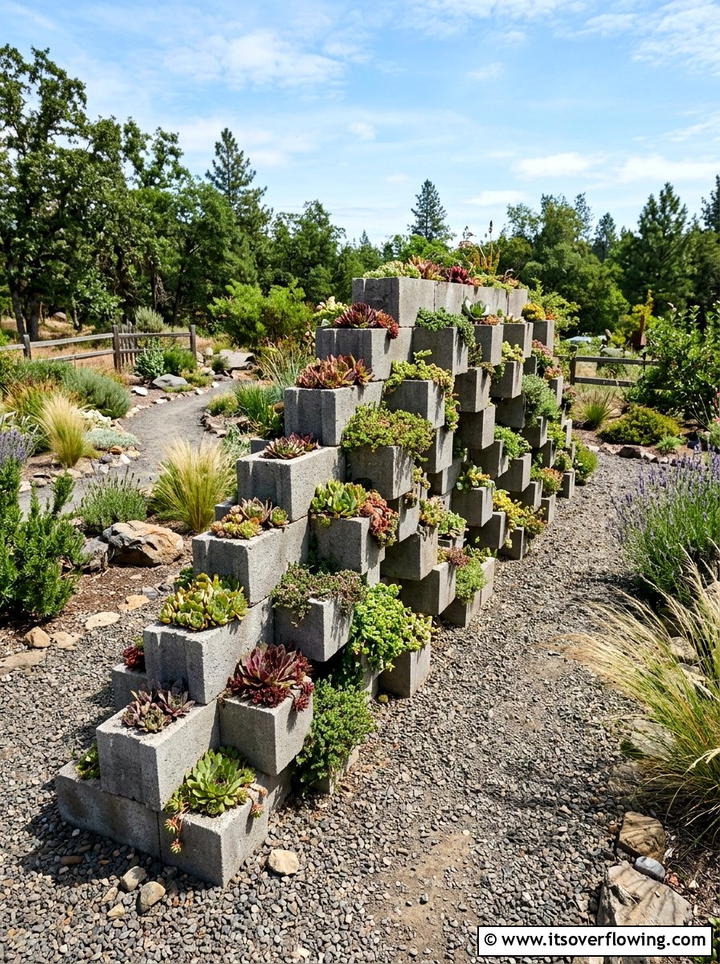Cinder Block Planter - 25 cheap garden ideas with vertical gardens