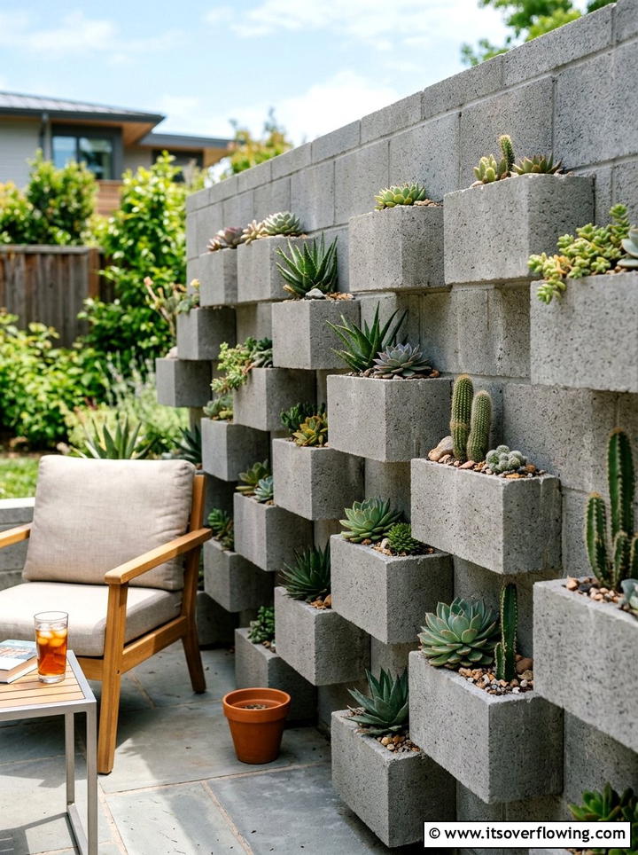 Cinder Block Planter Wall - 25 reusing old things ideas for small garden