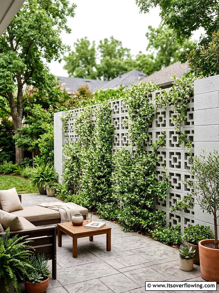Cinder Block Privacy Screen - 25 upcycled garden ideas with cinder blocks