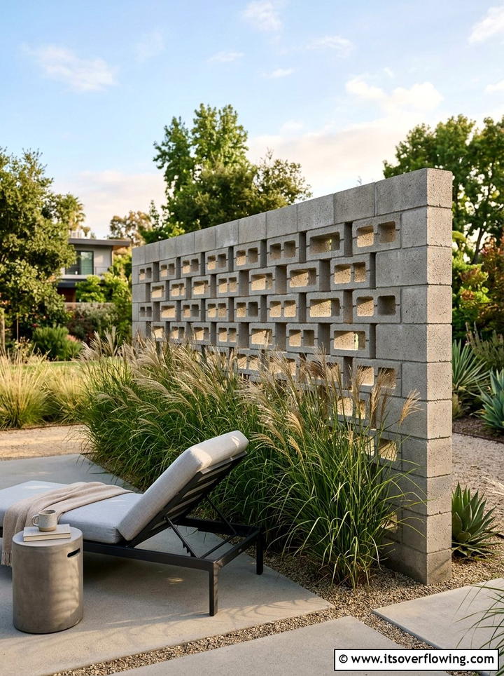 Cinder Block Privacy Screen - 25 garden ideas with cinder blocks