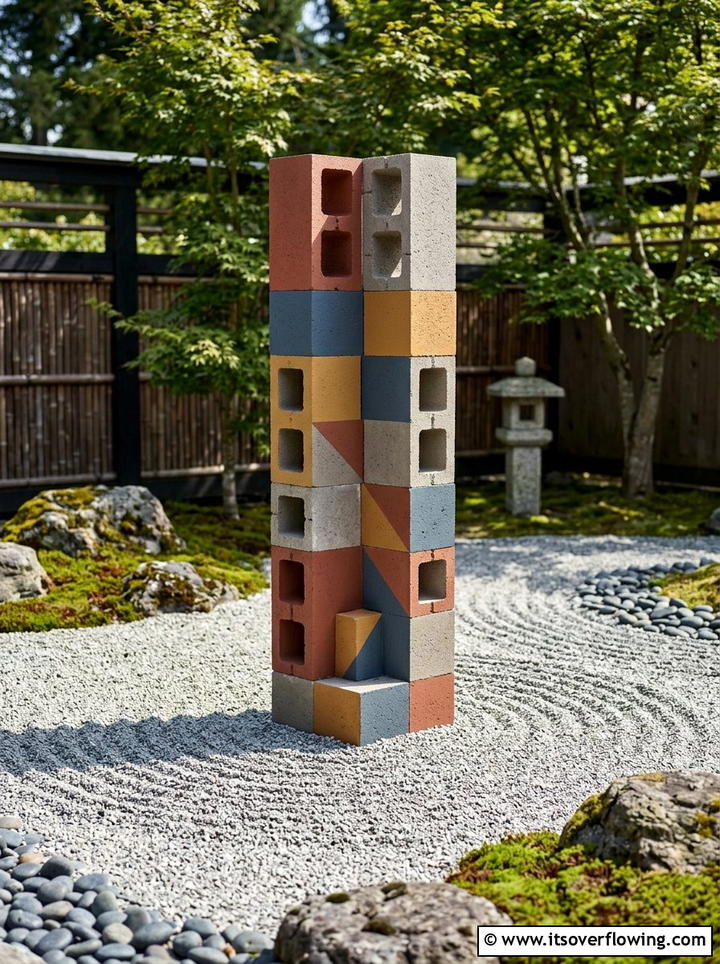 Cinder Block Sculpture - 25 upcycled garden ideas with cinder blocks