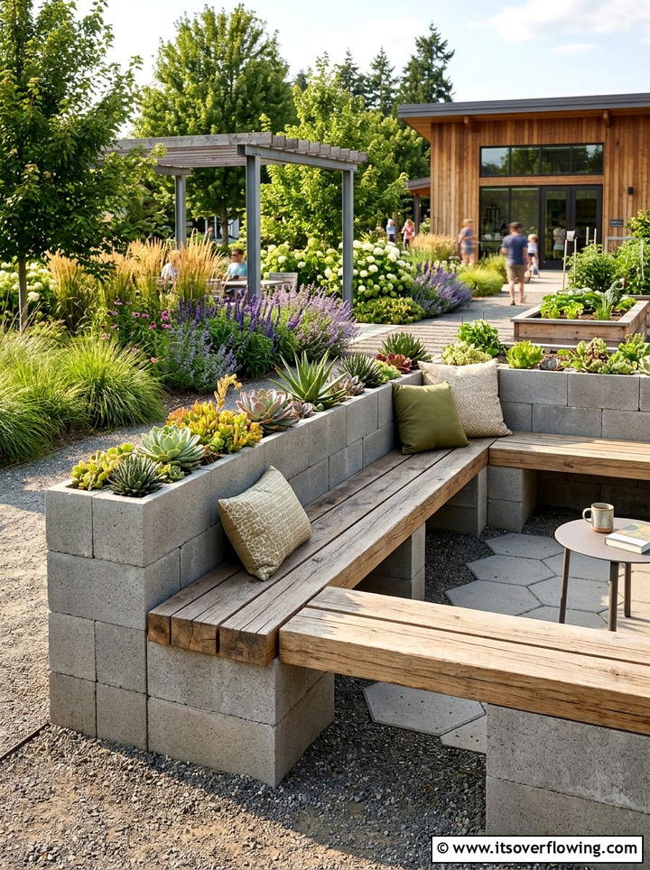 Cinder Block Seating Area - 25 recycled garden ideas for community spaces