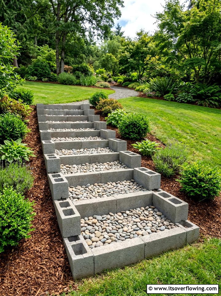 Cinder Block Steps - 25 garden ideas with cinder blocks