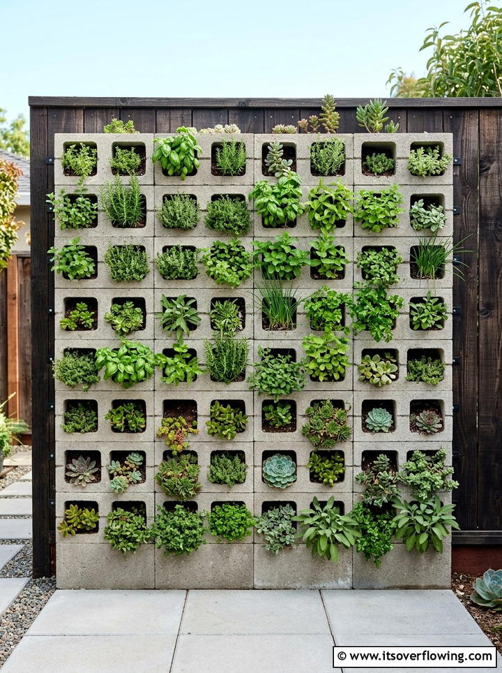 Cinder Block Vertical Garden - 25 upcycled garden ideas with cinder blocks