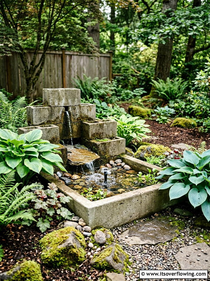 Cinder Block Water Feature - 25 garden ideas with cinder blocks