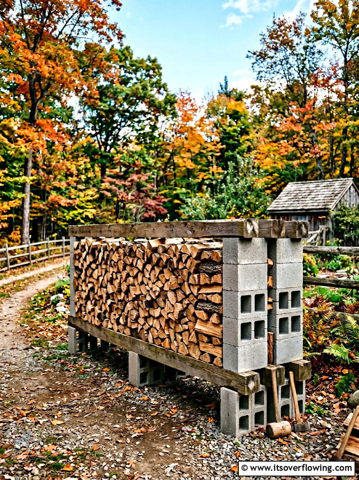 Cinder Block Wood Storage - 25 garden ideas with cinder blocks