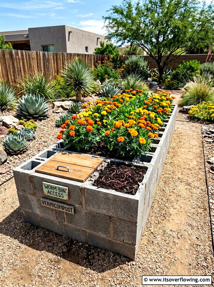 Cinder Block Worm Bed - 25 recycled garden ideas with worm bins