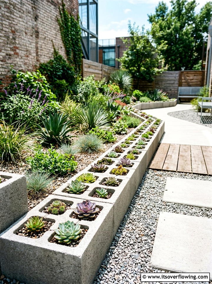 Cinder block border - 25 backyard ideas with edging