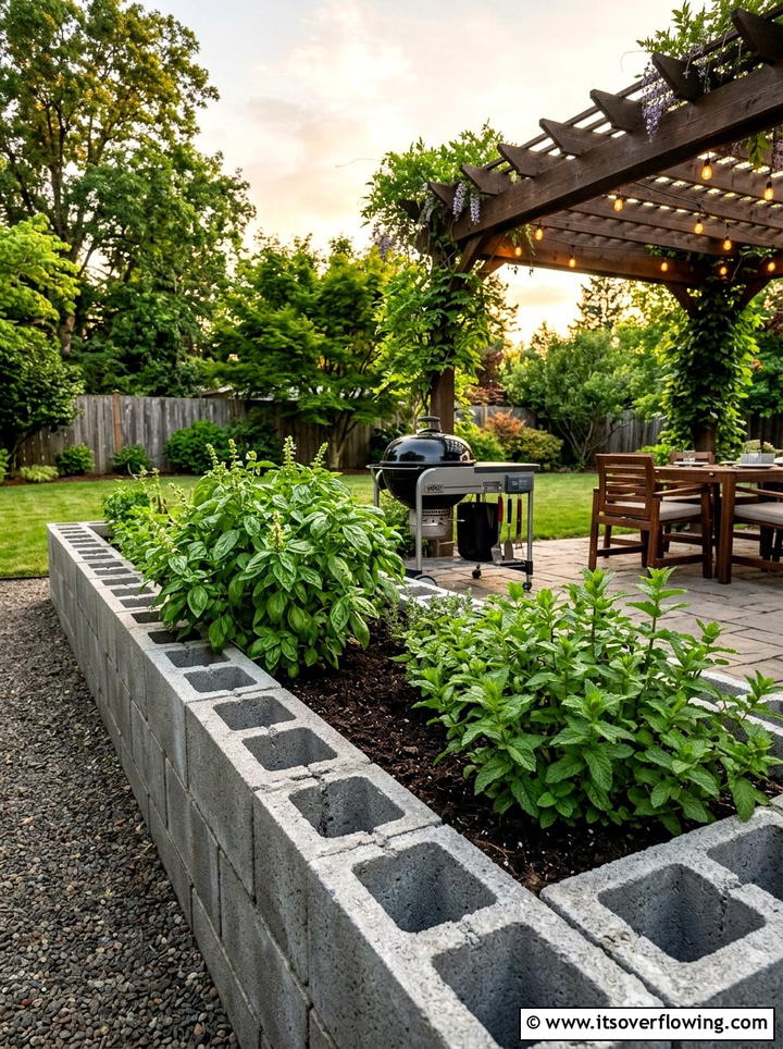 Cinder block edge - 25 reusing old things ideas for garden edging