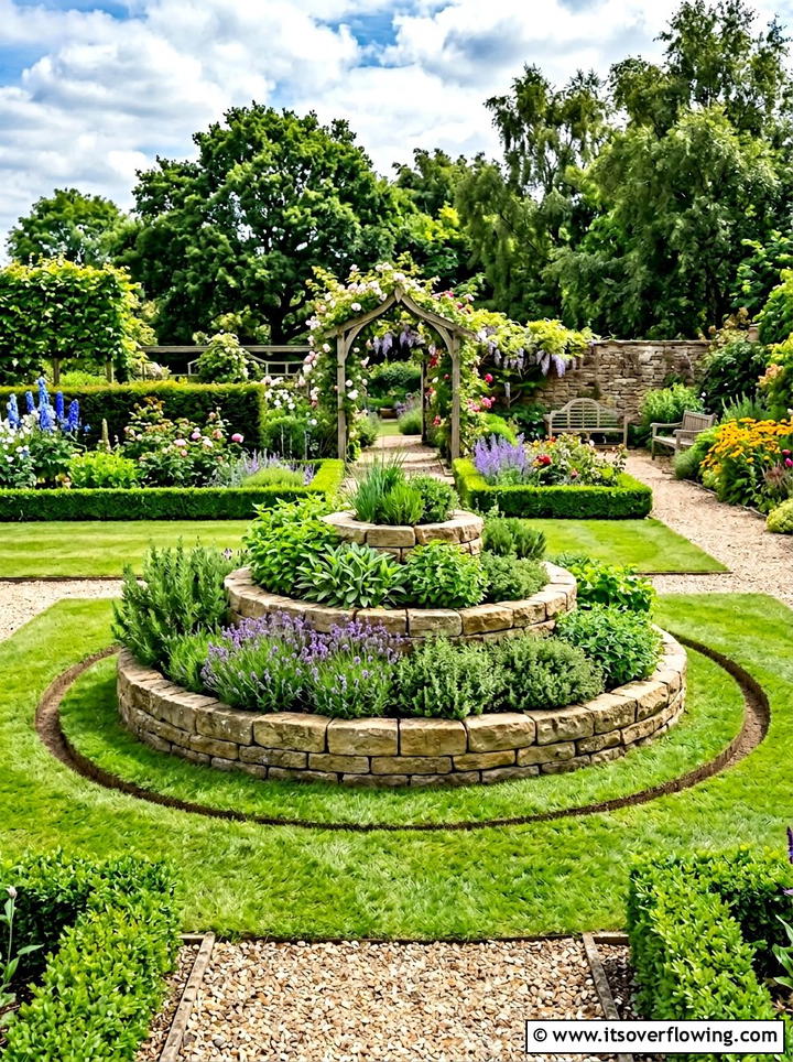 Circular Herb Spiral - 25 creative garden ideas with spiral herb beds