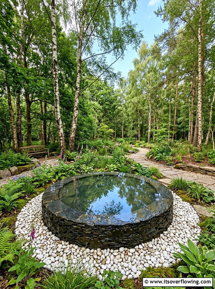 Circular Slate Water Feature - 25 creative garden ideas with water bowls