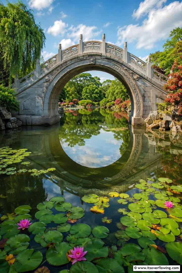 Circular Stone Bridge - 20 Garden Bridge Ideas for a Serene Backyard
