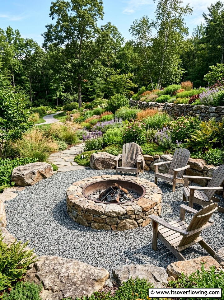 Circular Stone Fire Pit With Gravel - 25 creative garden ideas with fire pit circles