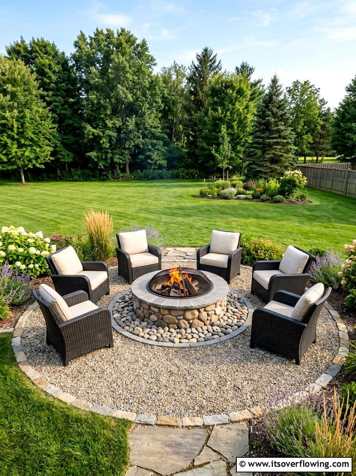 Circular Stone Fire Pit - 25 backyard ideas with fire pit
