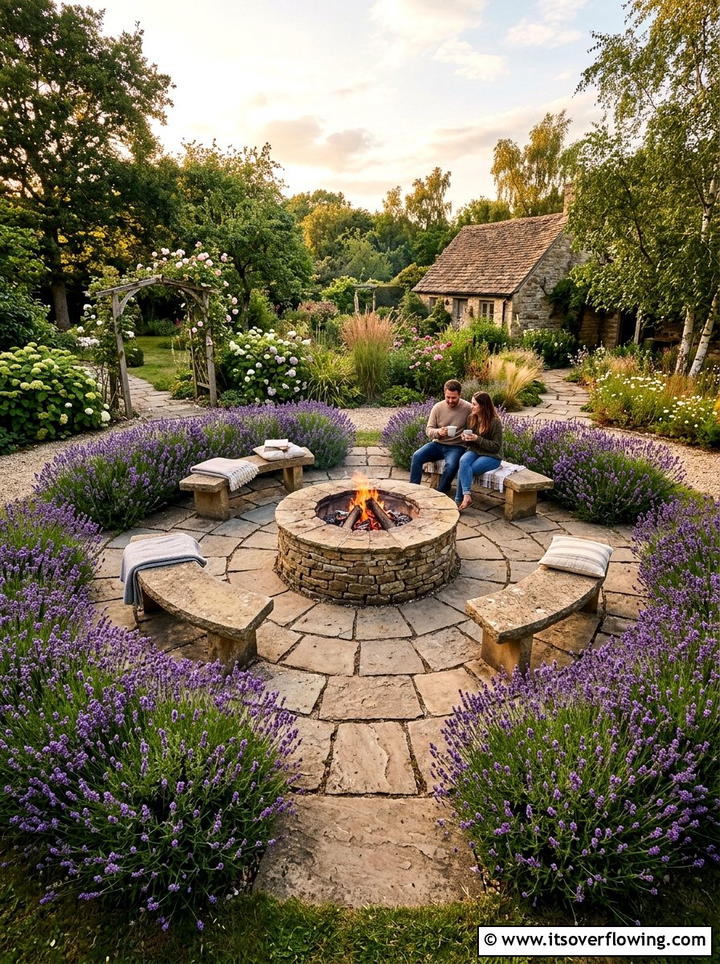 Circular Stone Seating Area - 25 small garden ideas with pavers