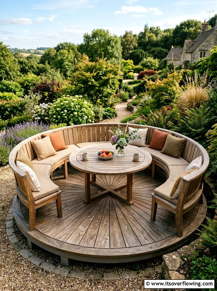 Circular Wooden Deck - 25 backyard ideas with deck