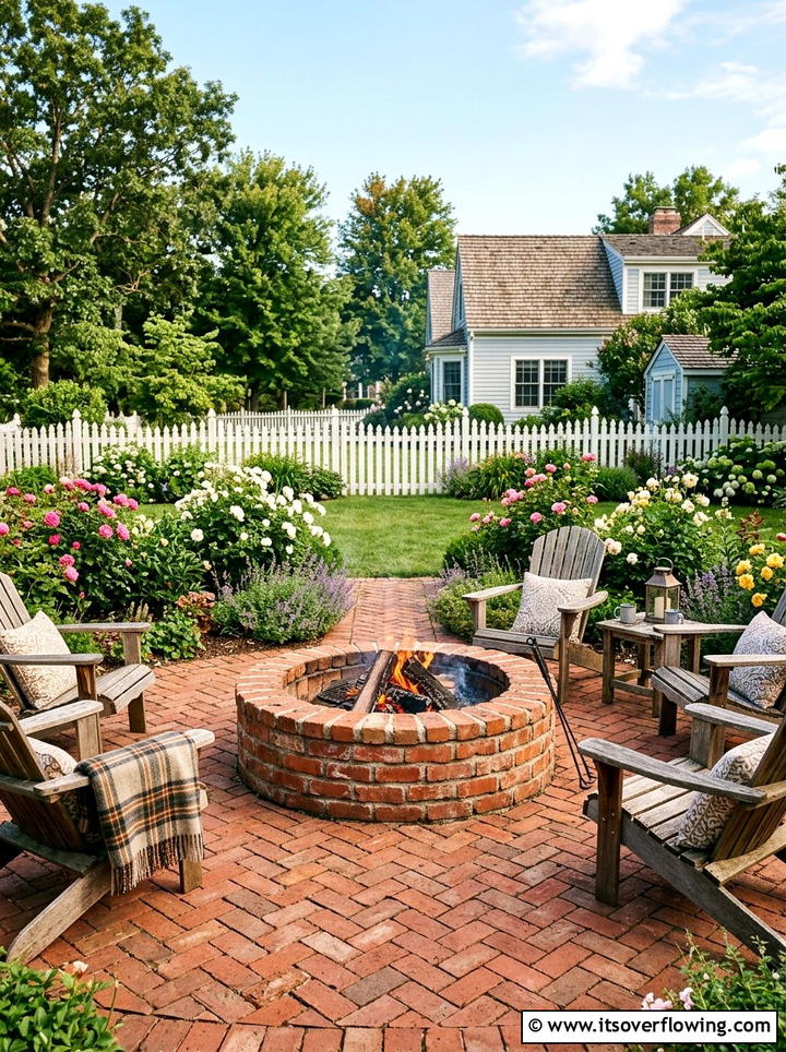 Circular brick fire pit - 25 garden ideas with fire pit