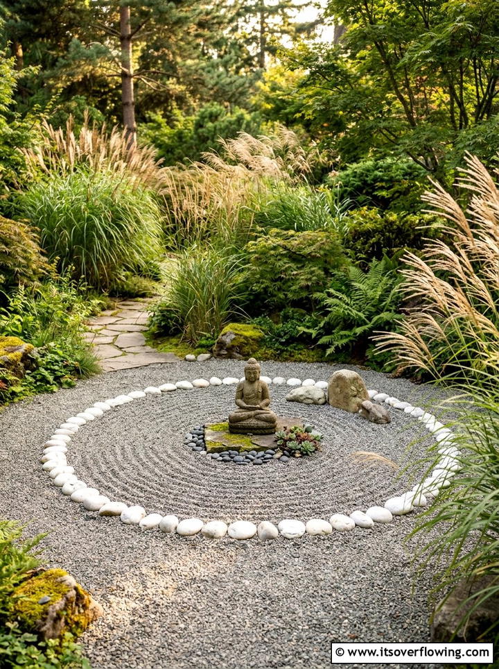 Circular meditation zone - 25 garden design ideas with curves