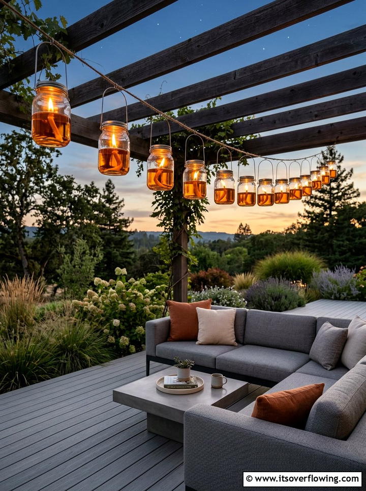 Citronella Jar Porch Lights - 25 garden decor ideas with hanging jars