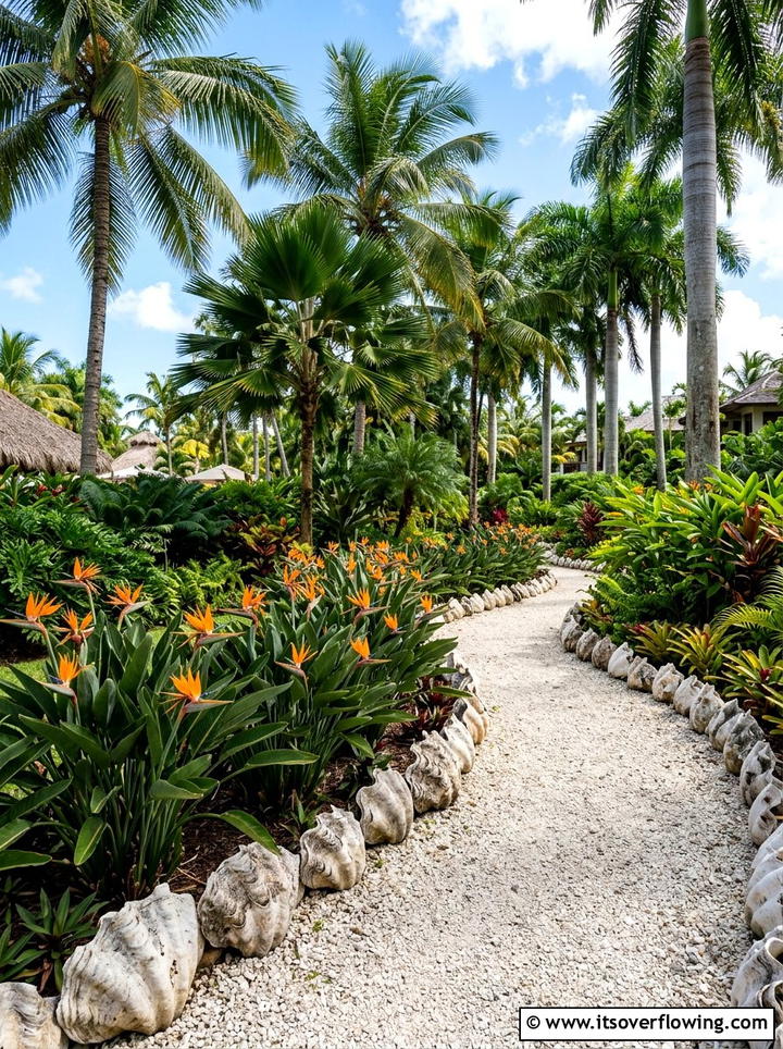 Clam shell edging for tropical plants - 25 garden ideas with shell borders