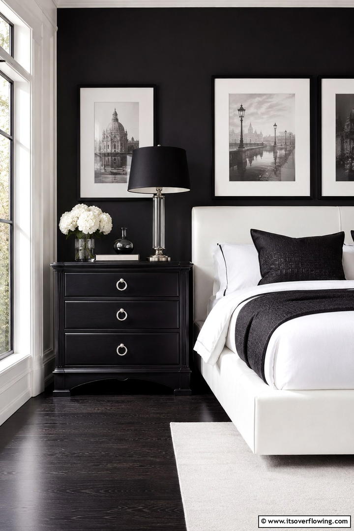 Classic Black Finish - 30 Innovative Nightstand Ideas for Bedroom Functionality