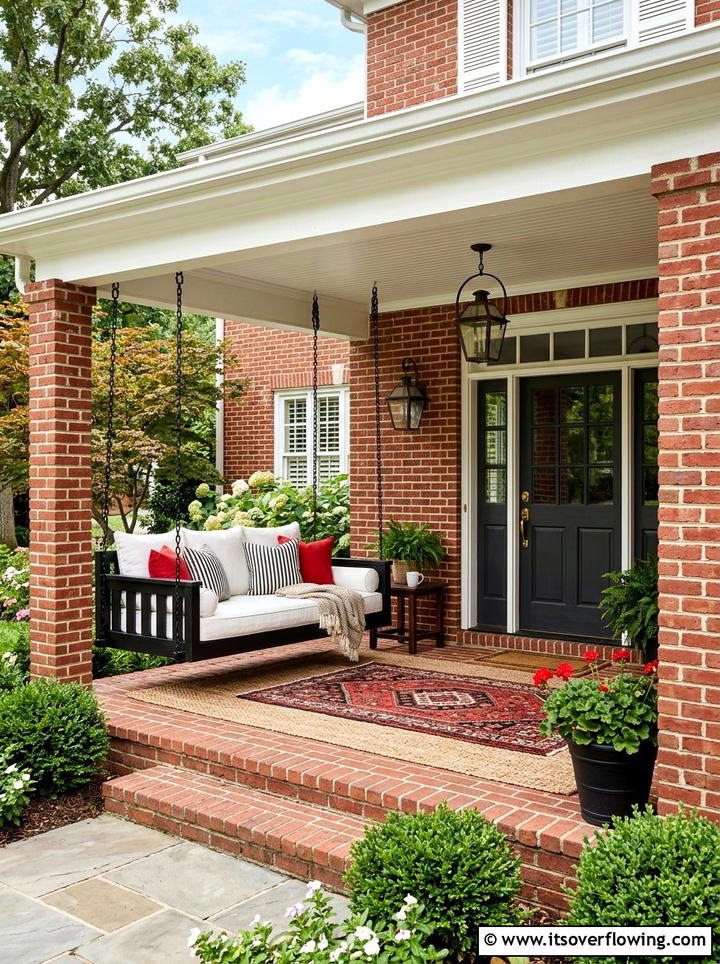Classic Brick Front Porch - 25 front porch ideas with porch bed swing