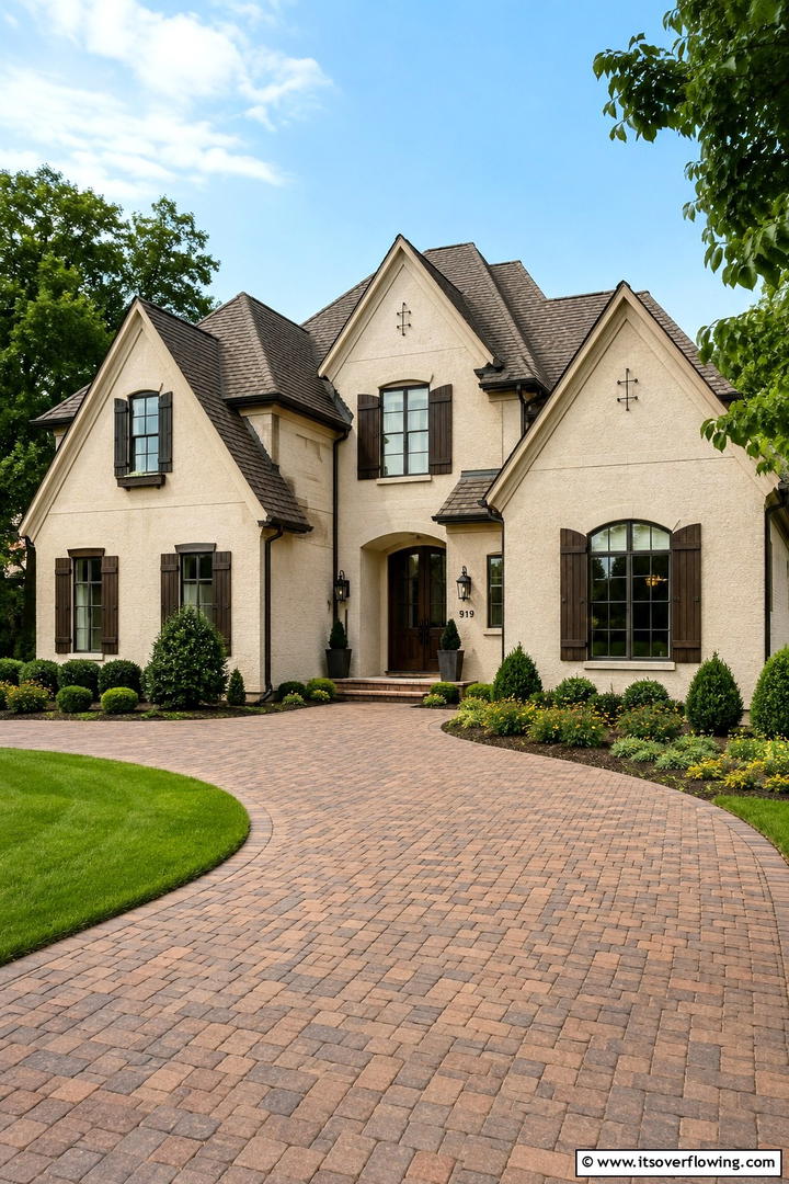 Classic Cream Finesse - 30 Stucco Color Ideas for Modern and Timeless Home Exteriors