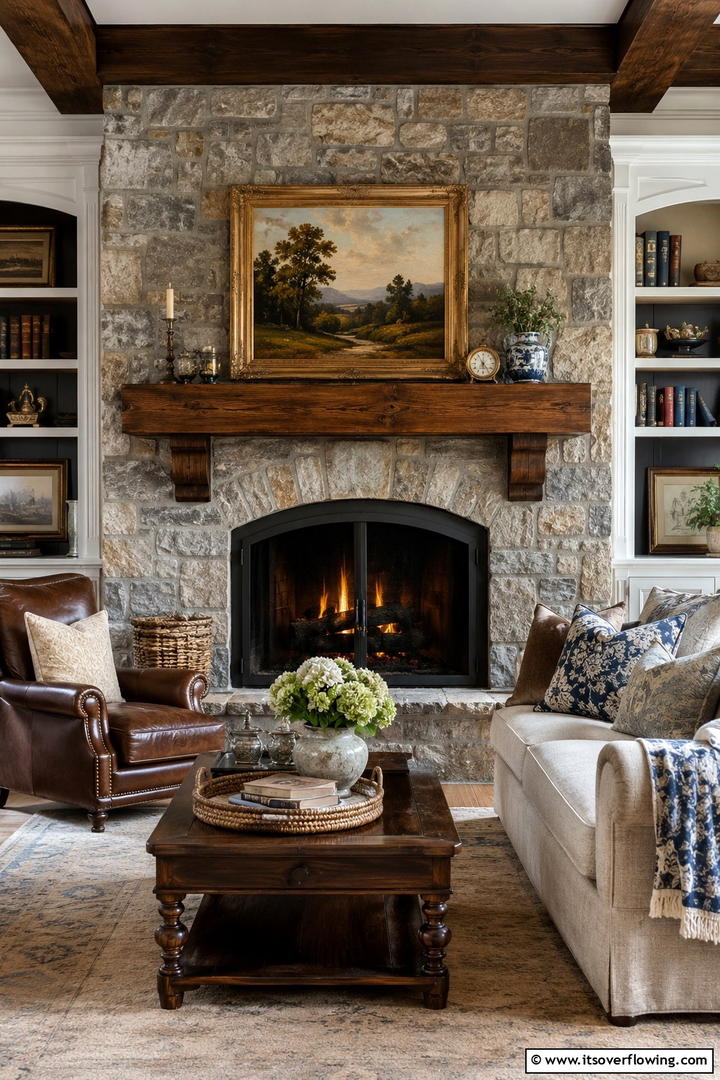 Classic Fireplace Focal Point - 30 Traditional Living Room Ideas for Timeless Elegance