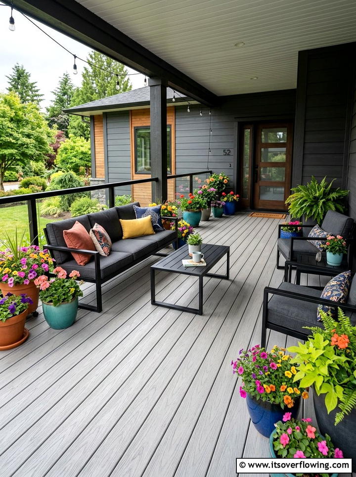 Classic Light Gray Porch Floor - 25 front porch ideas with painted floor